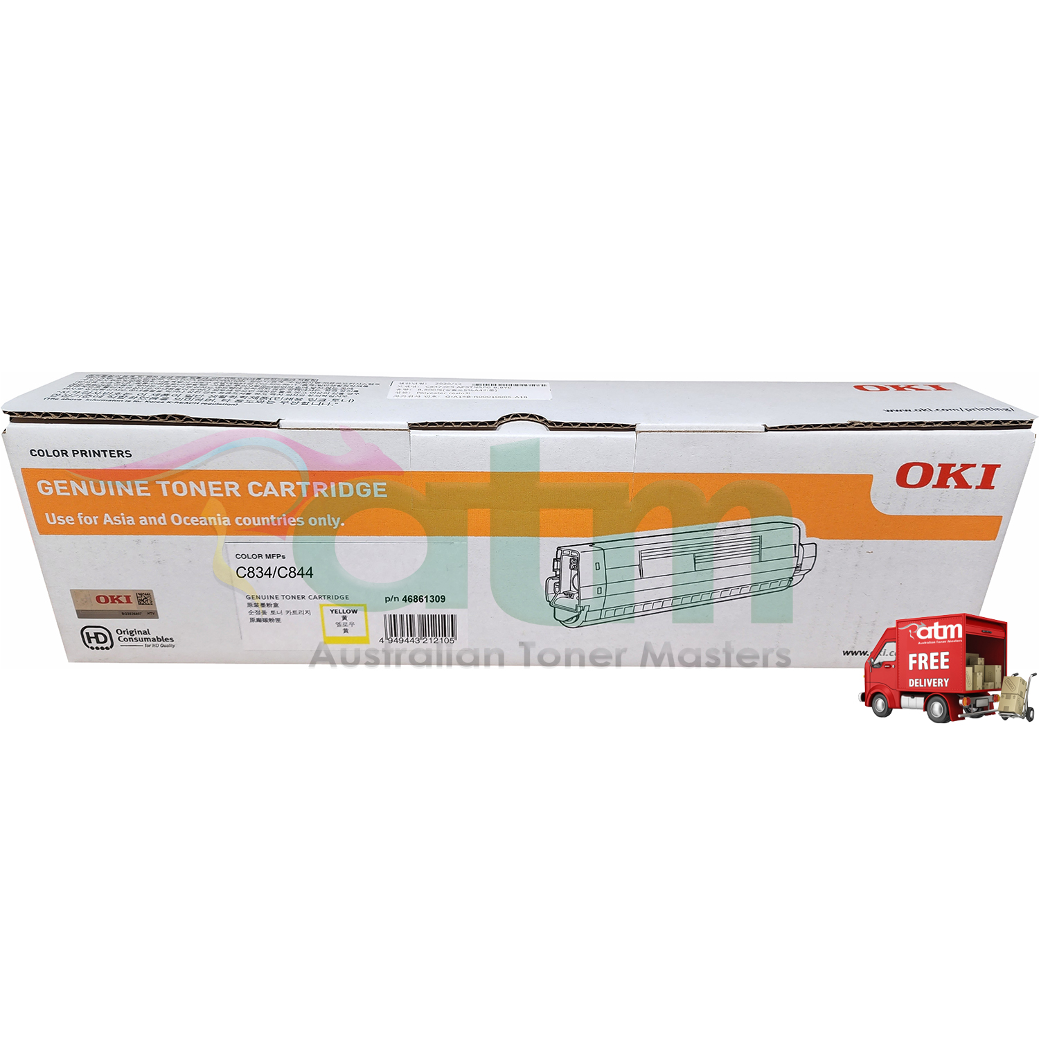 Oki C834nw/C844dnw 46861309 Yellow Genuine Toner Cartridge