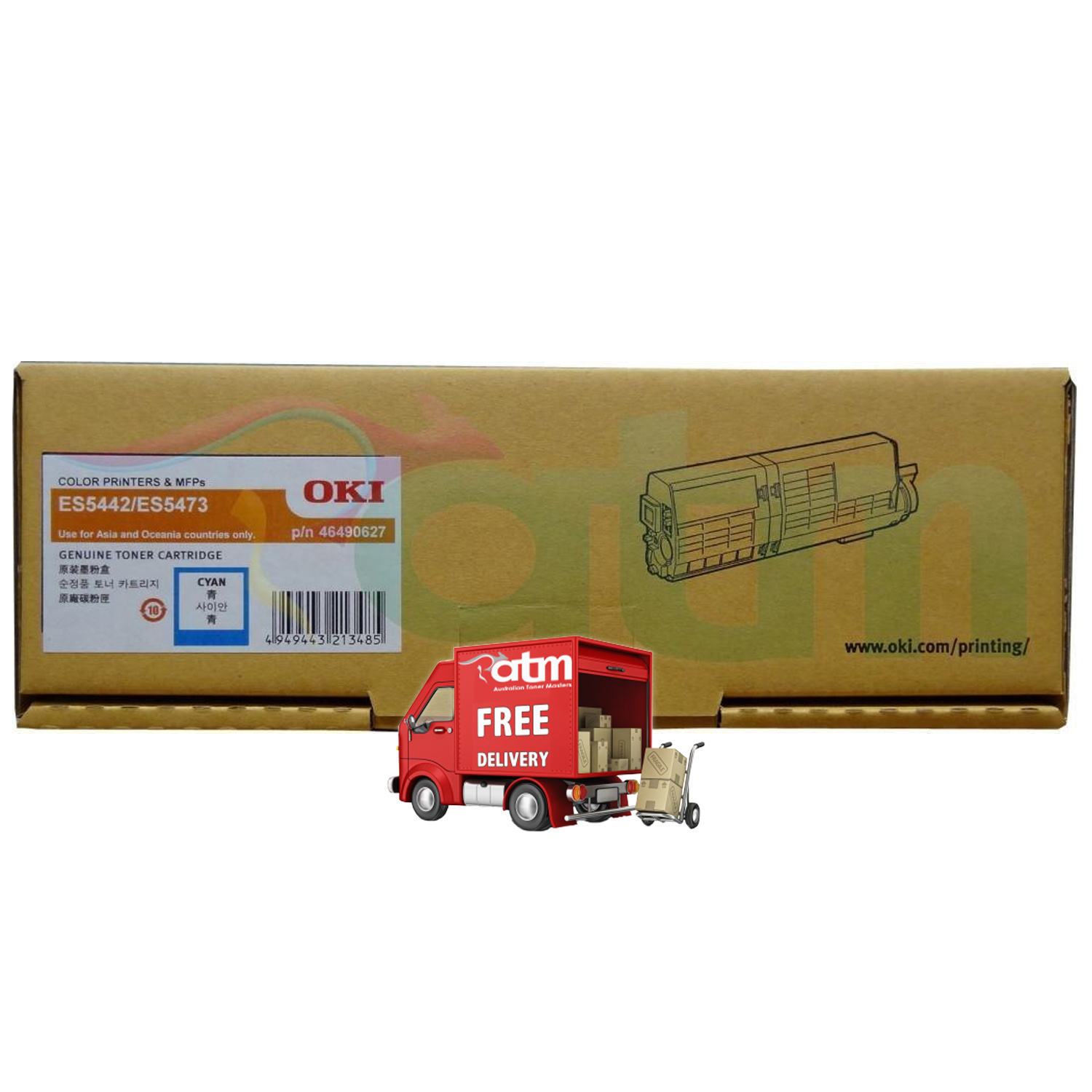 Oki ES5442 ES5473 46490627 Genuine Cyan Toner Cartridge